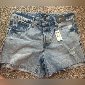 Express Women's Distressed Light Blue Jean Shorts